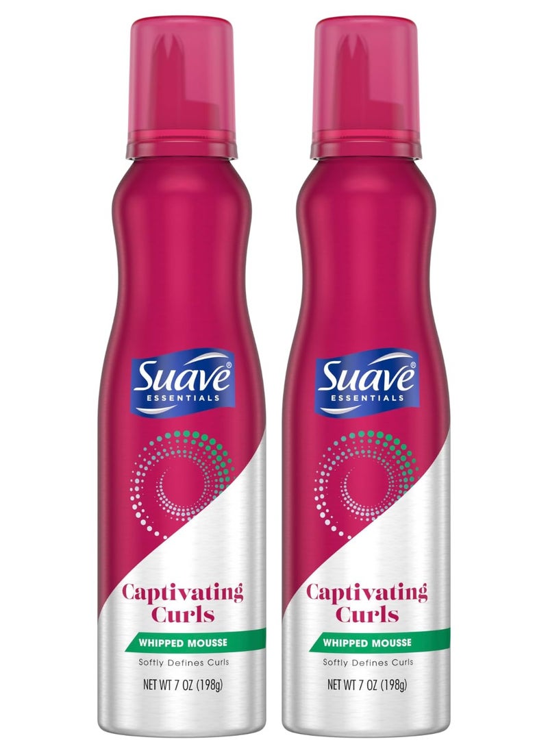 Suave Whipped Mousse - Captivating Curls for Wavy and Curly Hair, Anti-Frizz Styling Product for Flexible, Crunch-Free Styles, 7 oz (Pack of 2)