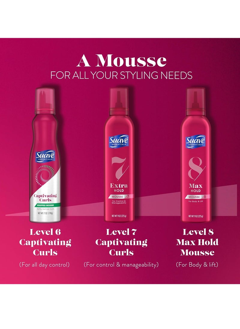Suave Whipped Mousse - Captivating Curls for Wavy and Curly Hair, Anti-Frizz Styling Product for Flexible, Crunch-Free Styles, 7 oz (Pack of 2)