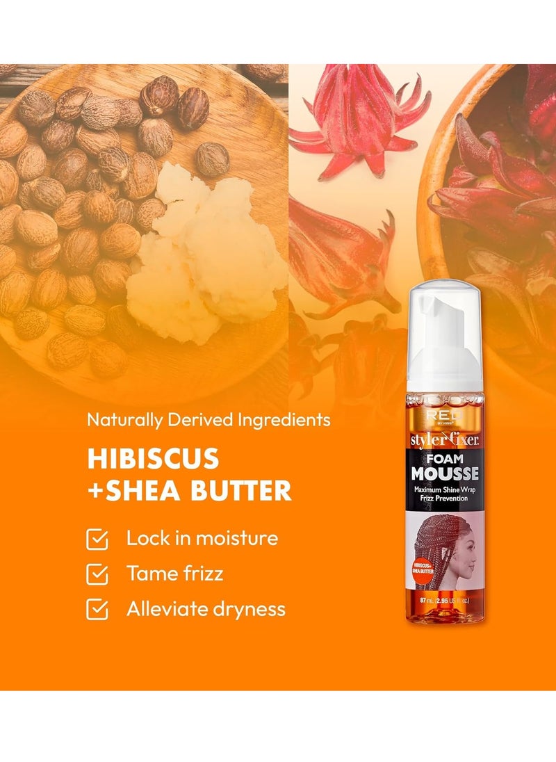 Red by Kiss Foaming Mini Travel Size Mousse, Maximum Shine Wrap Mousse, Reduce & Prevent Frizz, Define Curls, Hold Styles, Nourishes Dry & Crips Hair (Hibiscus + Shea Butter)