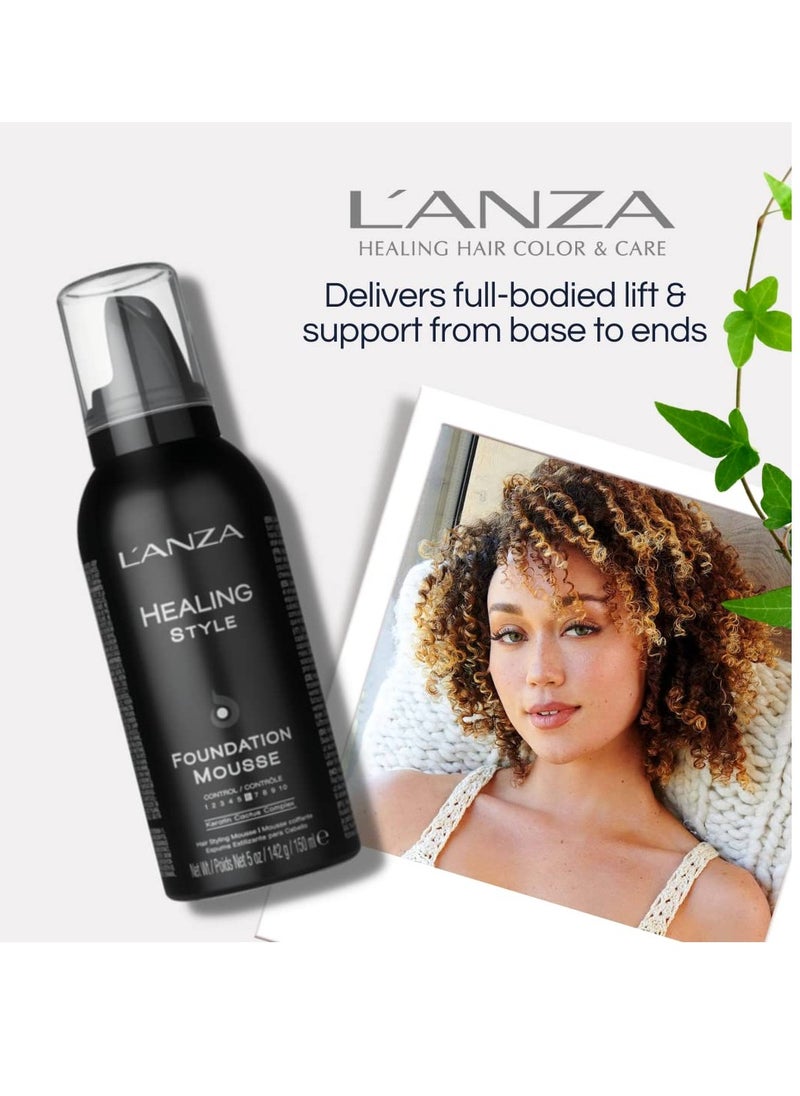 L'ANZA Healing Style Foundation Mousse with Medium Hold Effect, Refreshes and Moisturises Hair and Scalp, With Advanced Control Technology, Non-drying Formula, and Natural Ingredients (5 Fl Oz)