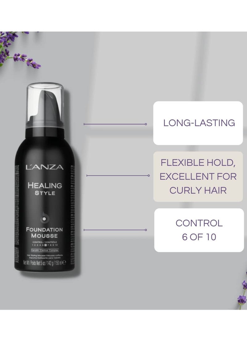 L'ANZA Healing Style Foundation Mousse with Medium Hold Effect, Refreshes and Moisturises Hair and Scalp, With Advanced Control Technology, Non-drying Formula, and Natural Ingredients (5 Fl Oz)