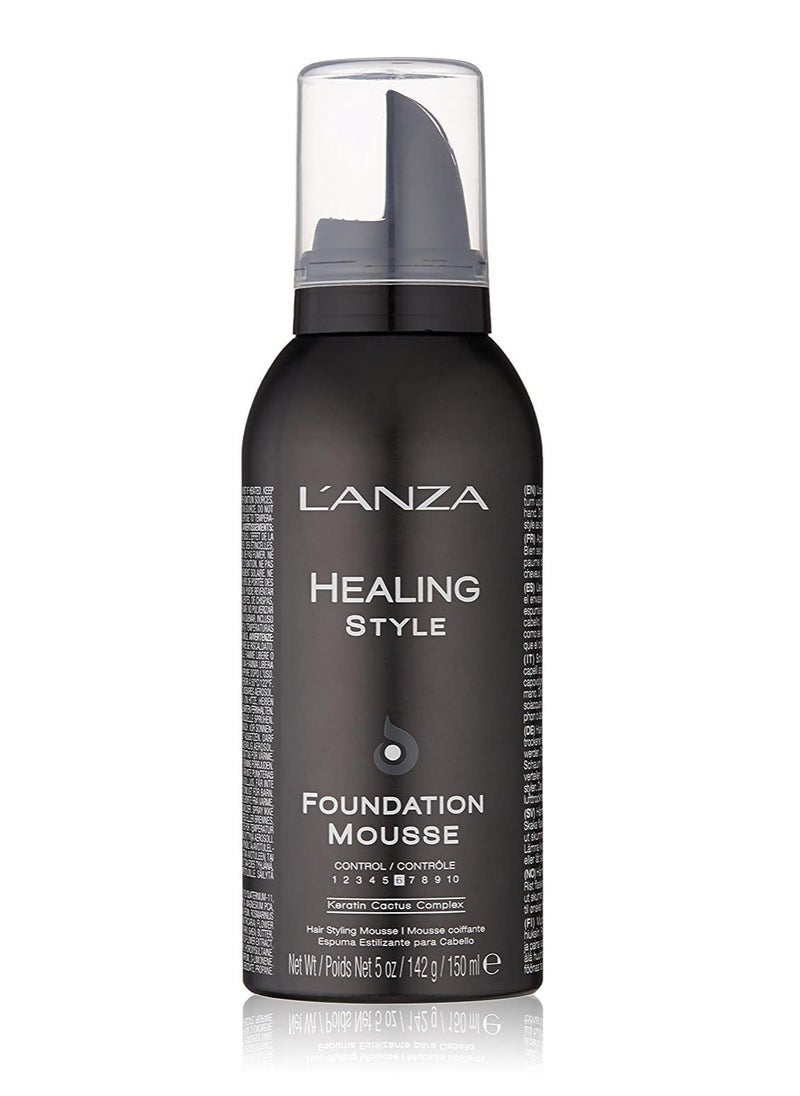 L'ANZA Healing Style Foundation Mousse with Medium Hold Effect, Refreshes and Moisturises Hair and Scalp, With Advanced Control Technology, Non-drying Formula, and Natural Ingredients (5 Fl Oz)
