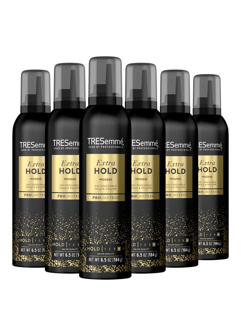 TRESemmé Hair Mousse, 6-Pack – Extra Hold Alcohol-Free, Non-Drying Anti-Humidity, Anti-Frizz Hair Products, 6.5 Oz Ea