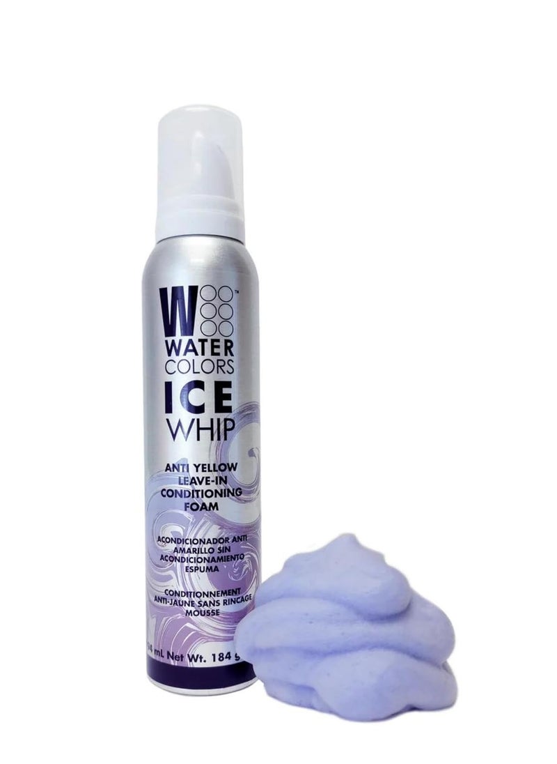 Watercolors Ice Whip Anti-Yellow Leave-In Conditioning Foam Mousse for Blonde, Platinum, Bleached, Silver, Gray, Ash & Brassy Hair - Violet Purple 6.5 oz (1 PACK)
