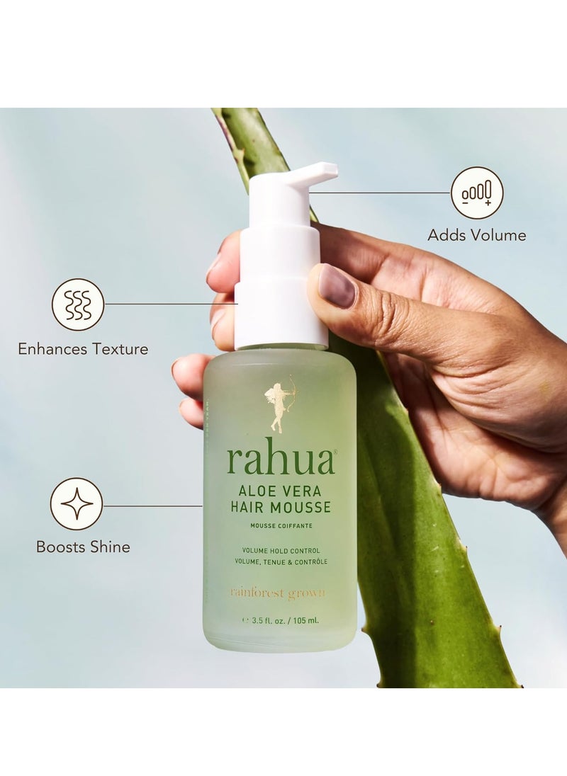 Rahua Aloe Vera Hair Mousse, 3.5 Fl Oz, Medium Hold Mousse for Hair Volume, Texture, Lift & Natural Hair Shine, Aloe & Sugar Cane, Alcohol Free, Nourishing Natural, Plant-Based Derived Ingredients