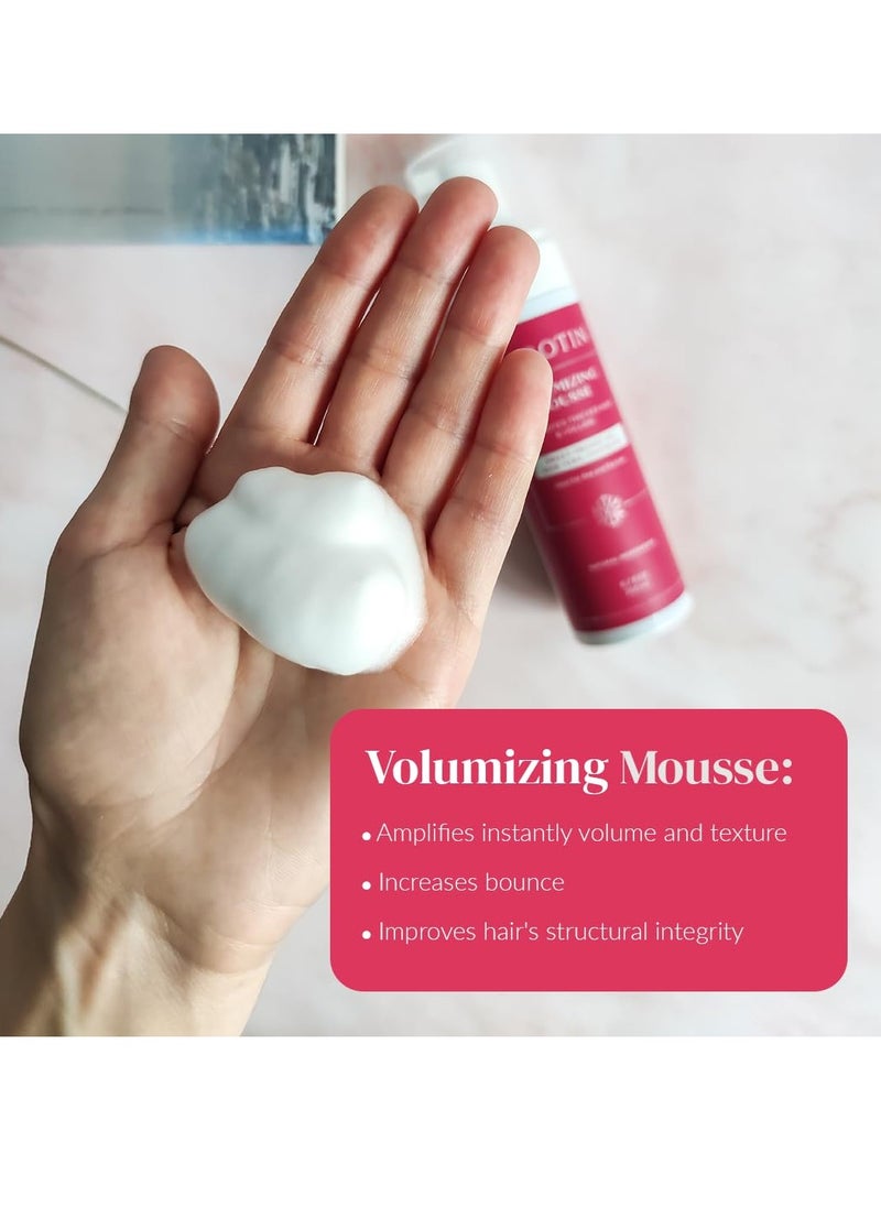 Kerotin Volumizing Mousse, Root Volumizer, Hair Thickening Styling Foam for Volume, Texture & Body, Tames Frizz & Flyaways, Ideal for Fine and Thin Hair, Cruelty Free, Made in the USA