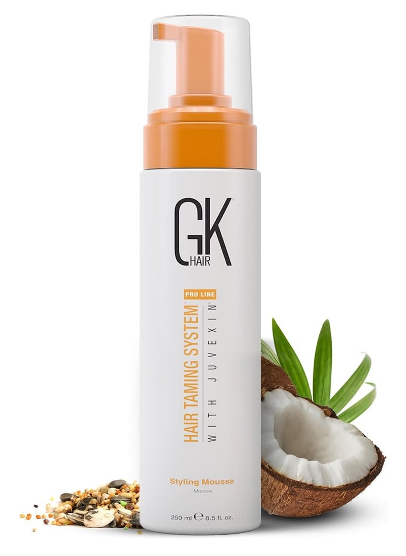 GK HAIR Global Keratin Volumizing Hair Styling Mousse (8.5 Fl Oz/250ml) -Enhances Curls Added Volume with Medium Hold & Boost Shine Moisturizing Blow Dry Frizz Control Foam for All Hair Types -Unisex