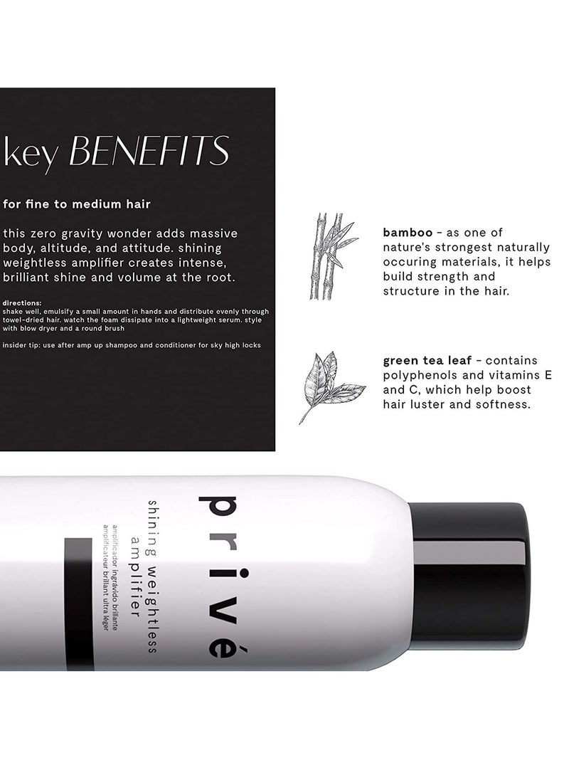 Prive Shining Weightless Amplifier – Volumizing Mousse/Styling Mousse Massive Body, Altitude and Attitude for Voluminous Brilliant Hair Volumizer (6.85 oz / 200 ml)