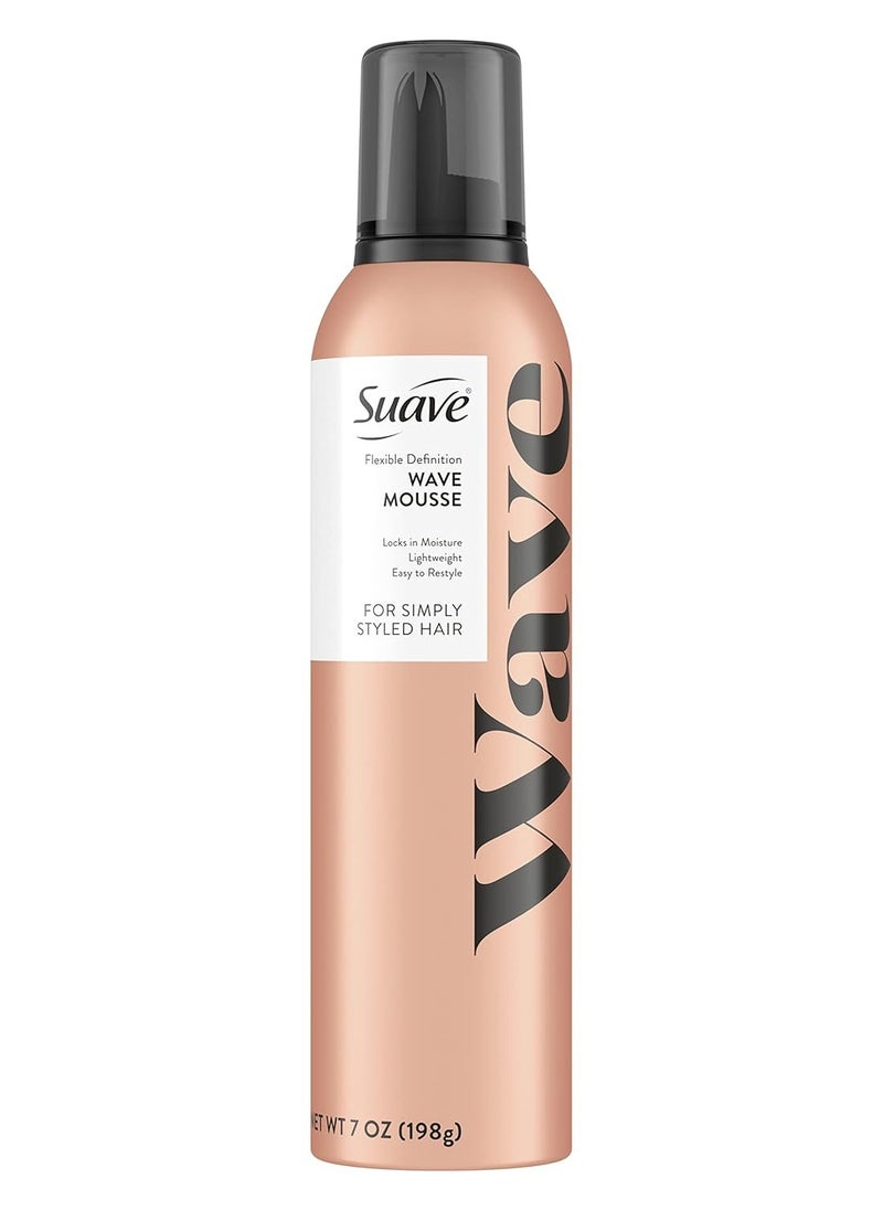 Suave Simply Styled Lightweight Hair Mousse, Wave Mousse Locks in Moisture for Crunch Free Curls 7 oz