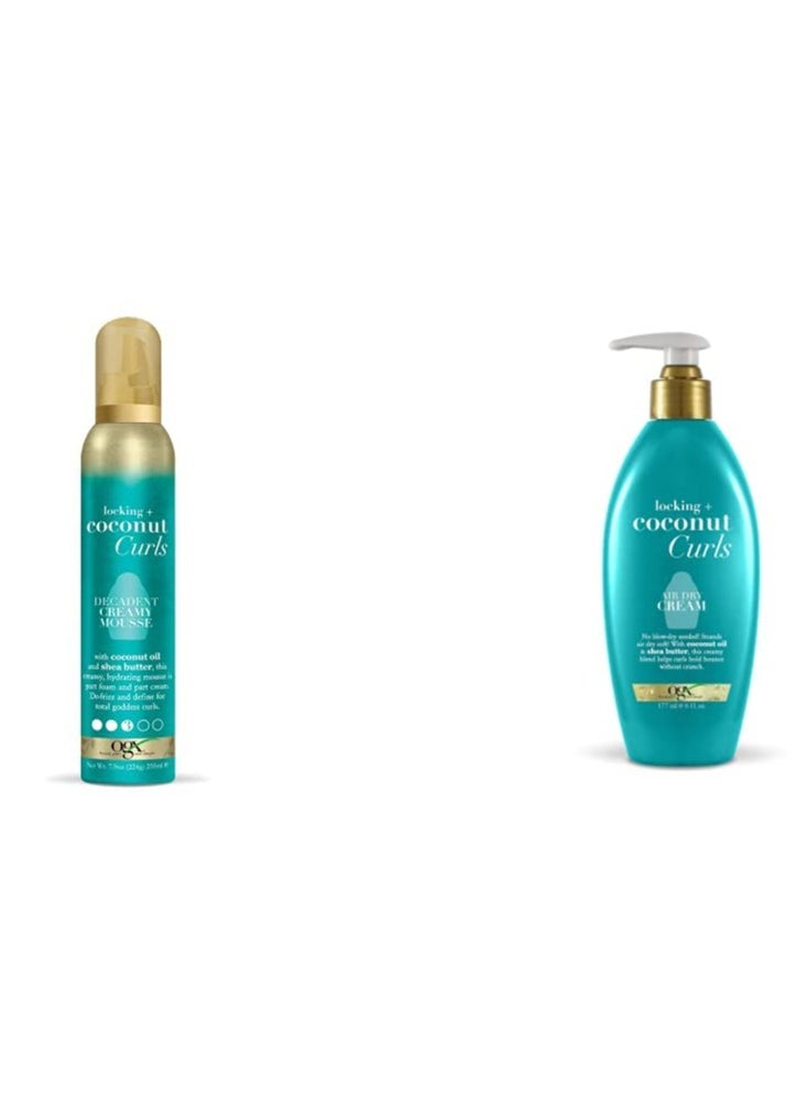 OGX Coconut Curls Decadent Creamy Mousse and Air Dry Cream, 7.9 Ounce and 6 Ounce, No Parabens
