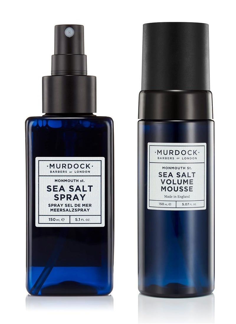 Murdock London Sea Salt Spray & Volume Mousse Bundle | Boosts Texture & Volume | Made in England | Pack of 2