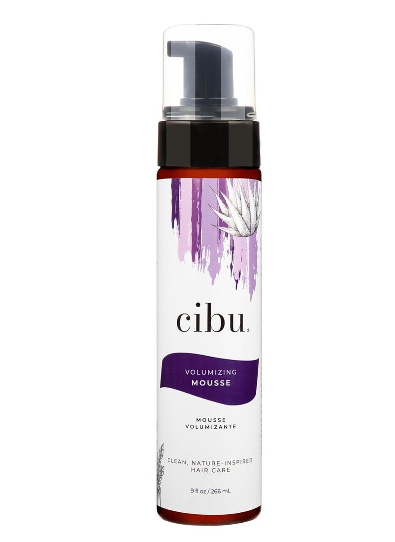 CIBU Volumizing Mousse | Travel Size Fine Hair Thickening Mousse | Strong Hold | Ultra Lightweight | Shine | Nutrient-Rich Aloevera, Rice Protein, Sunflower Seed Extract | 9oz