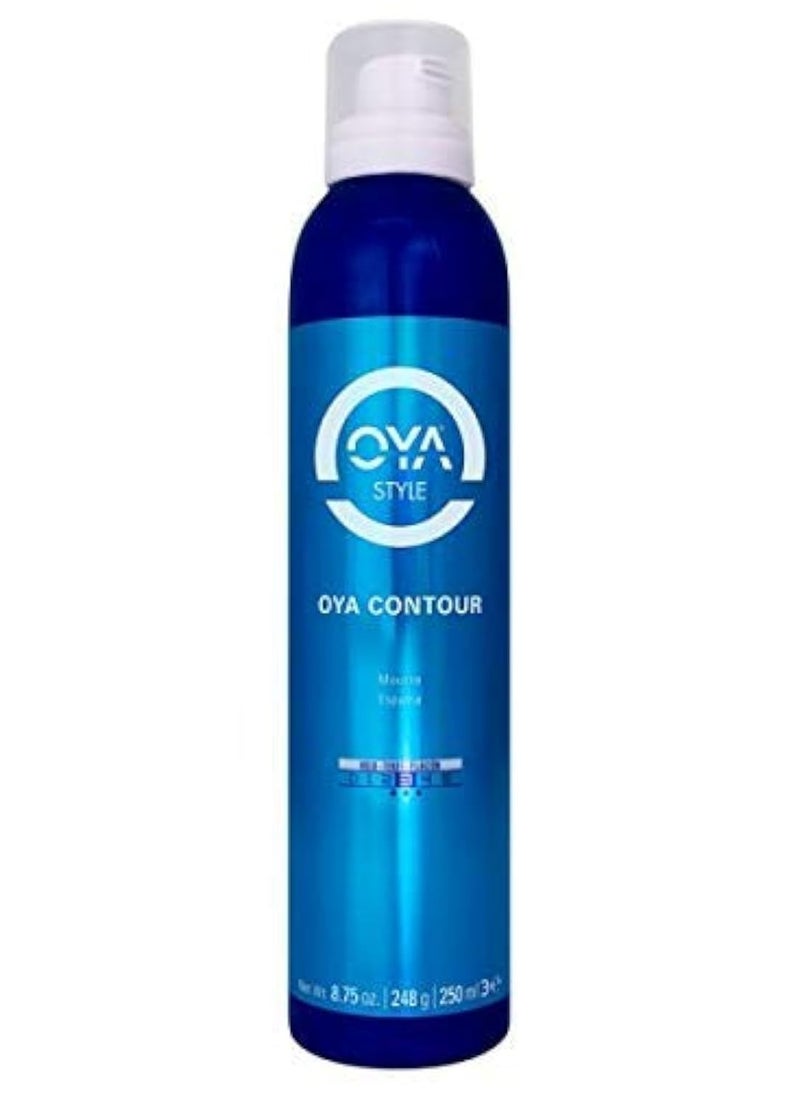 OYA CONTOUR Moisturizing Hair Mousse - 250 ml - For Volume, Shine, Wavy and Curly Hair - Smooths, Softens, De-Frizzes, Paraben & Sulfate Free, Boosts Definition and Bounce