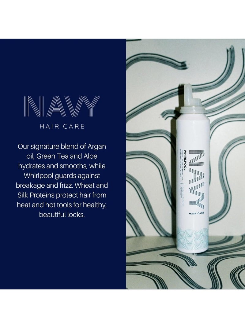 NAVY Whirlpool - Argan Oil and Green Tea Powered Styling Foam - Frizz Control Hair Mousse for Curly Hair - 6 oz