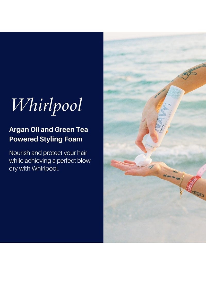 NAVY Whirlpool - Argan Oil and Green Tea Powered Styling Foam - Frizz Control Hair Mousse for Curly Hair - 6 oz