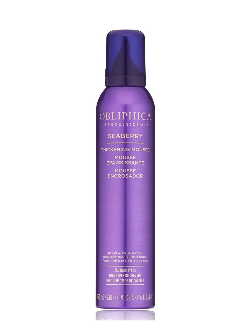 Obliphica Seaberry Thickening Mousse - Elevate Your Haircare Routine & Experience Luxurious Root Lifting Volume and Nourishment for Thicker, Fuller-Looking Hair - 8.4 oz