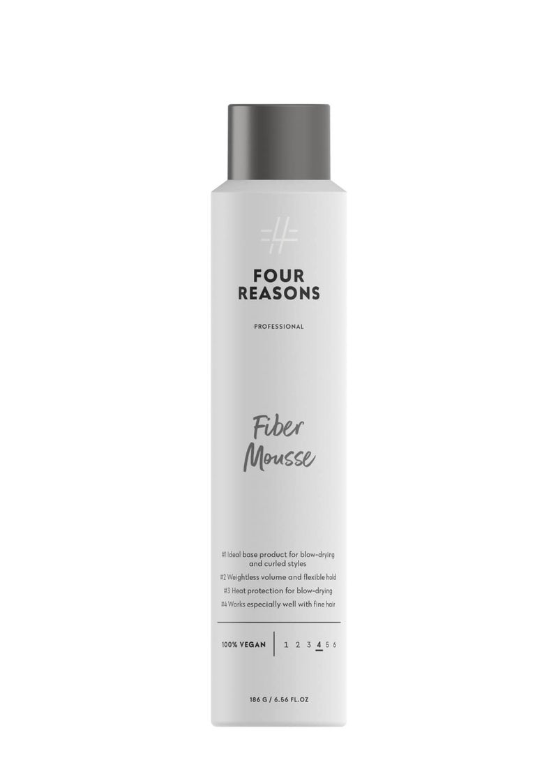 FOUR REASONS Professional Fiber Mousse - Curl Enhancing Mousse - Volumizing Thickening Mousse with Long-lasting Flexible Hold for Curly, Wavy and and Straight Hair, VEGAN 6.8 Oz