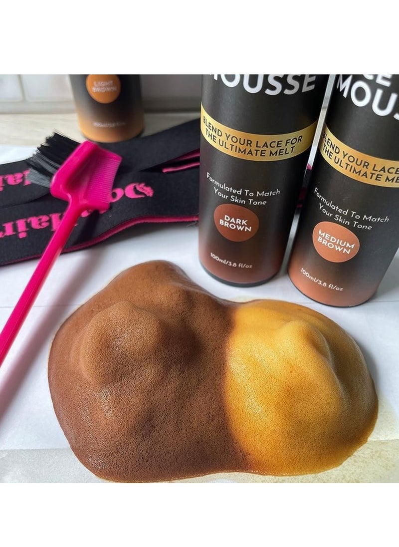 Dolahair Lace Tint Mousse and Spray for Wigs - Melt Medium Brown and Light Brown Foam for Lace Frontal Wigs