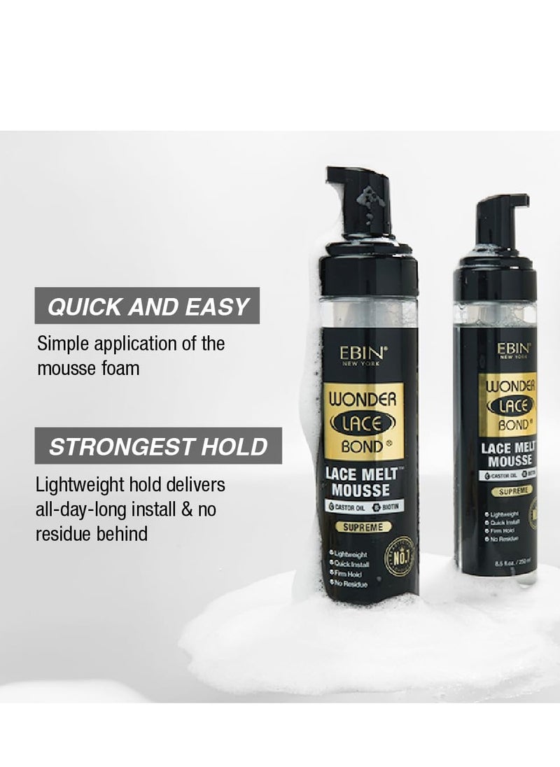 Melt Mousse - Supreme 8.5 fl.oz./250ml | Biotin + Castor Oil | No Residue, Long Lasting Formula with Protecting Edges, Gives Undetectable and Natural Look