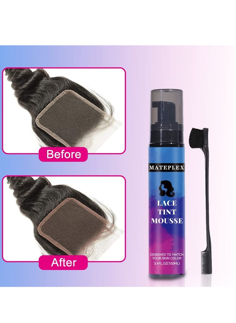 Lace Tint Mousse for Lace Wig Grids, Tinting Foam, Melting Hair Mousse for Your Lace Hair Wig and All Hair Types (Light Brown)