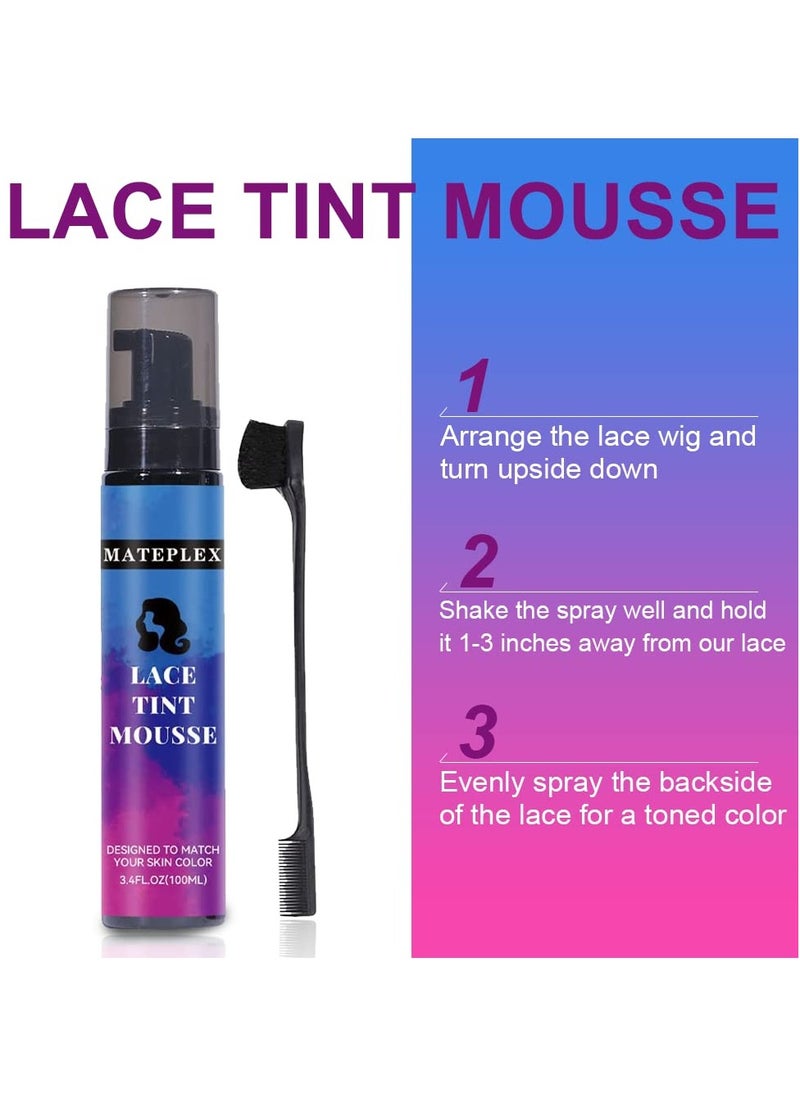 Lace Tint Mousse for Lace Wig Grids, Tinting Foam, Melting Hair Mousse for Your Lace Hair Wig and All Hair Types (Light Brown)