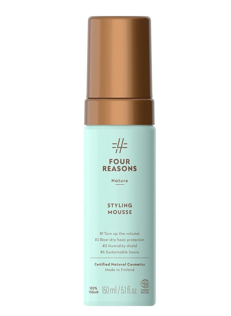 FOUR REASONS Hair Mousse - Natural Thickening & Volumizing for Fine Hair with Heat and Humidity Protection, Alcohol-Free, Phthalate-Free, Certified Organic, Vegan - 5.1 fl oz