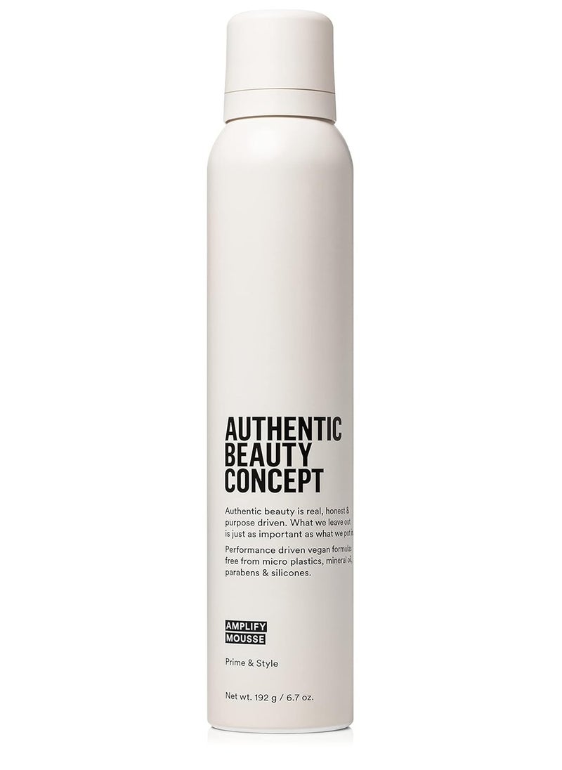 Authentic Beauty Concept  - Amplify Mousse, Volumizing Mousse, Lightweight Medium Hold Styling, Heat Protection, All Hair Types, Vegan & Cruelty-free, Silicone-free - 192 g / 6.7 oz