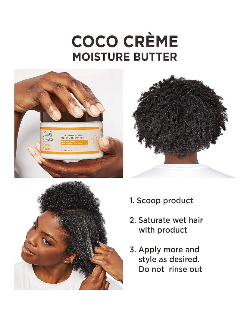 Carol's Daughter Coco Creme Coil Enhancing Moisture Butter, with Coconut Oil and Mango Butter, for Very Dry Curly Hair, Paraben and Silicone Free, 12 oz