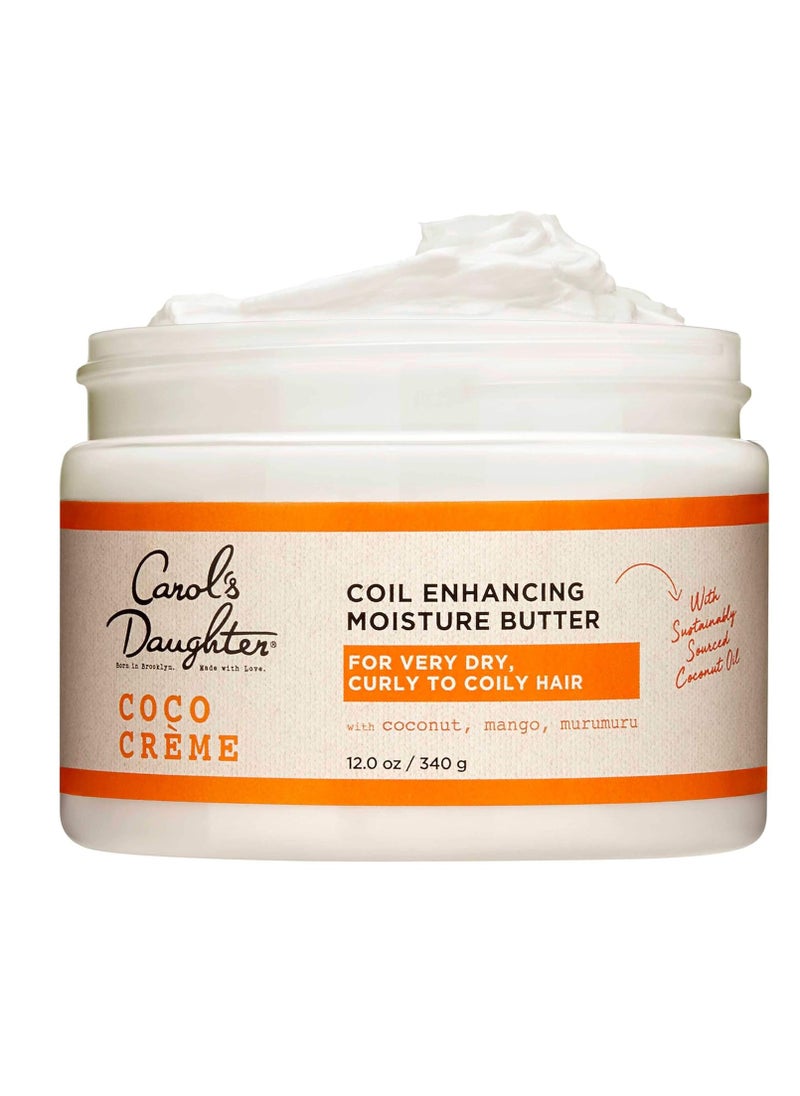 Carol's Daughter Coco Creme Coil Enhancing Moisture Butter, with Coconut Oil and Mango Butter, for Very Dry Curly Hair, Paraben and Silicone Free, 12 oz