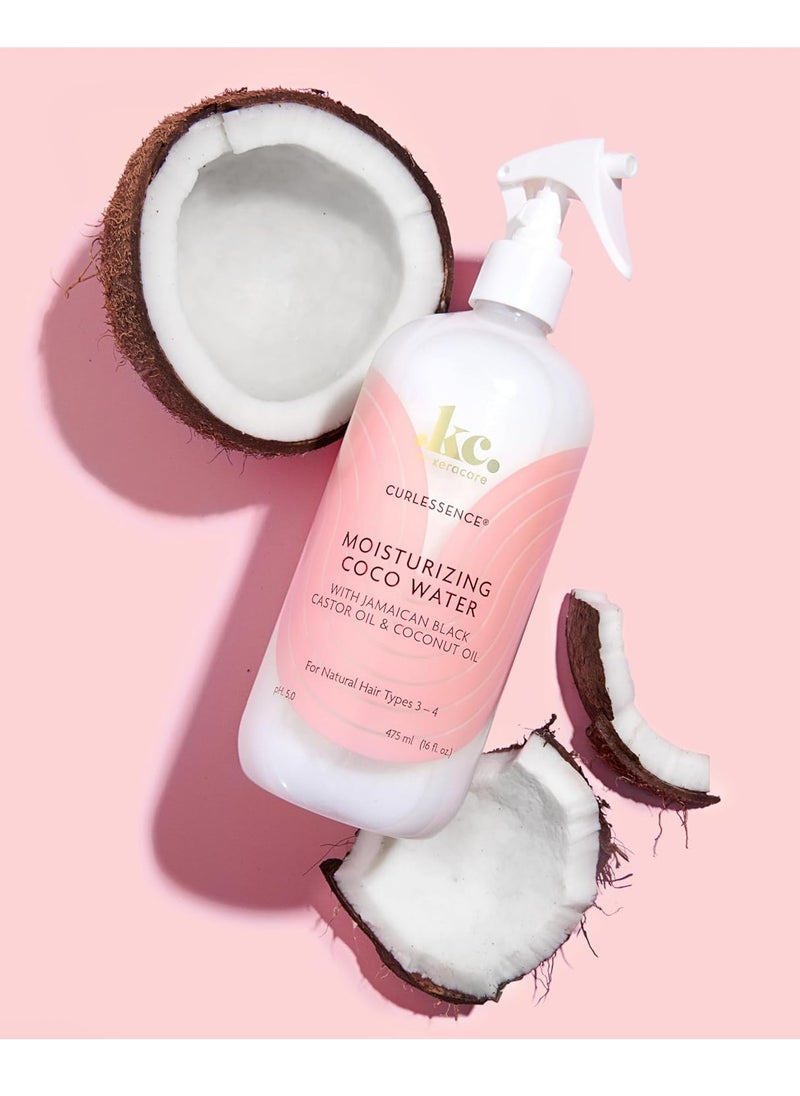 KeraCare Coconut Water - 16 oz - Light Hair Refresher Spray - Moisturizing and Hydrating - with Jamaican Black Castor Oil and Coconut Oil