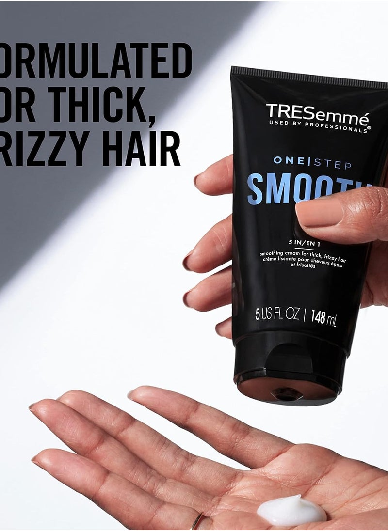 TRESemmé Hair Smoothing Cream 2-Pack – One Step Smooth 5-in-1 Anti-Frizz Hair Products for Thick Hair, Heat Protectant, 5 Oz Ea