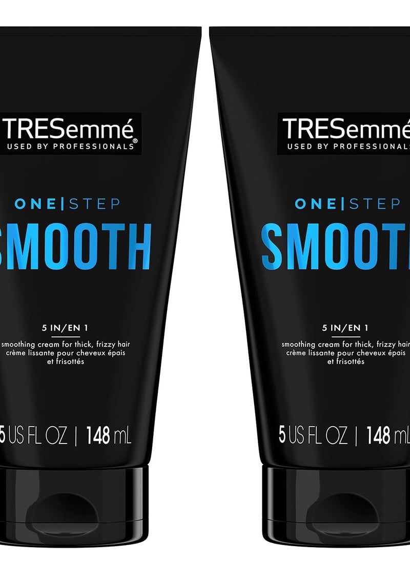 TRESemmé Hair Smoothing Cream 2-Pack – One Step Smooth 5-in-1 Anti-Frizz Hair Products for Thick Hair, Heat Protectant, 5 Oz Ea