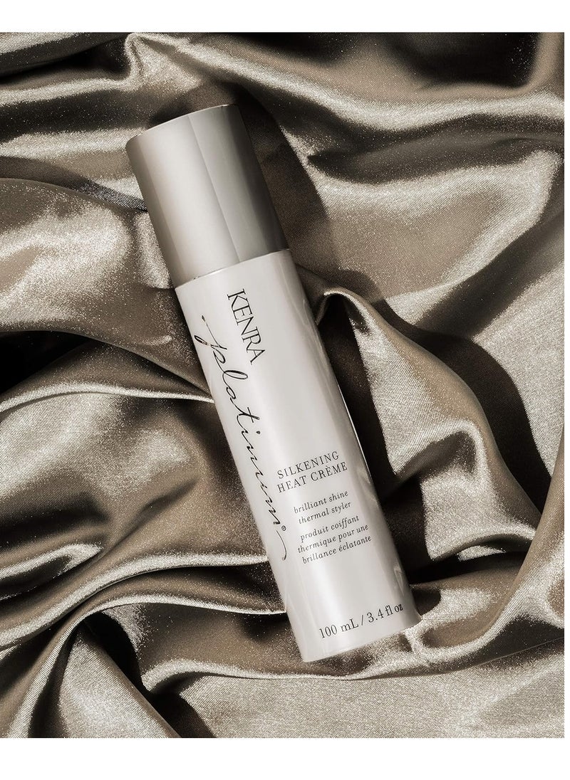 Kenra Platinum Silkening Heat Crème | Brilliant Shine Thermal Styler | Reduces Hot Tool Passes by 50% | Prevents Breakage & Improve Manageability | Heat Protectant | All Hair Types | 3.4 fl. Oz