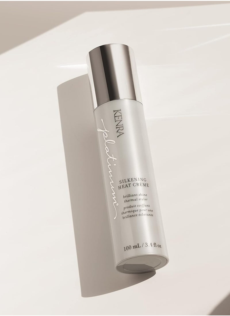 Kenra Platinum Silkening Heat Crème | Brilliant Shine Thermal Styler | Reduces Hot Tool Passes by 50% | Prevents Breakage & Improve Manageability | Heat Protectant | All Hair Types | 3.4 fl. Oz
