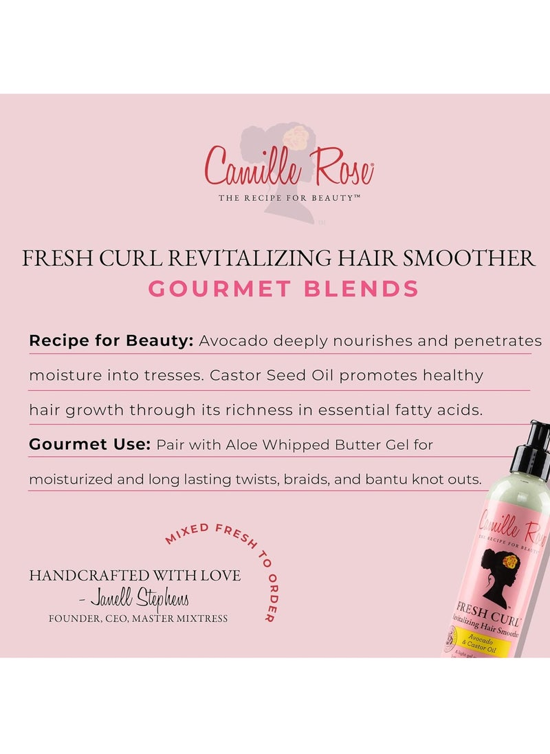 Camille Rose Fresh Curl Hair Styling Lotion & Detangler, with Avocado and Castor Oil, to Moisturize and Promote Hair Growth, for all Hair Types, 8 oz