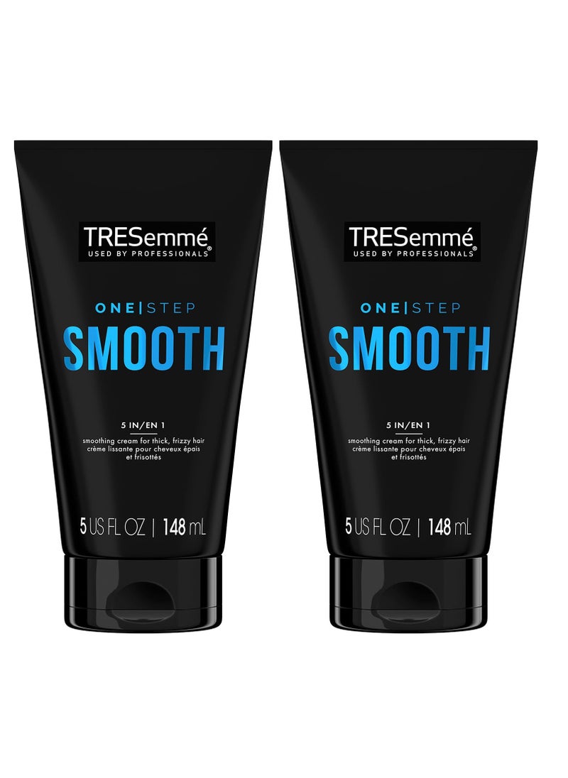 TRESemmé Hair Smoothing Cream 2-Pack – One Step Smooth 5-in-1 Anti-Frizz Hair Products for Thick Hair, Heat Protectant, 5 Oz Ea