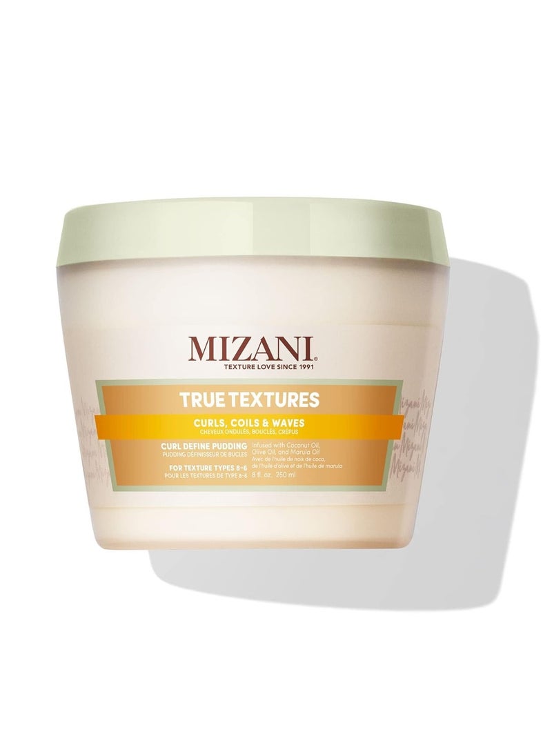 Mizani True Textures Curl Define Pudding | Moisturizing & Prevents Frizz | with Coconut Oil | Paraben Free | for Curly Hair | 8 Oz