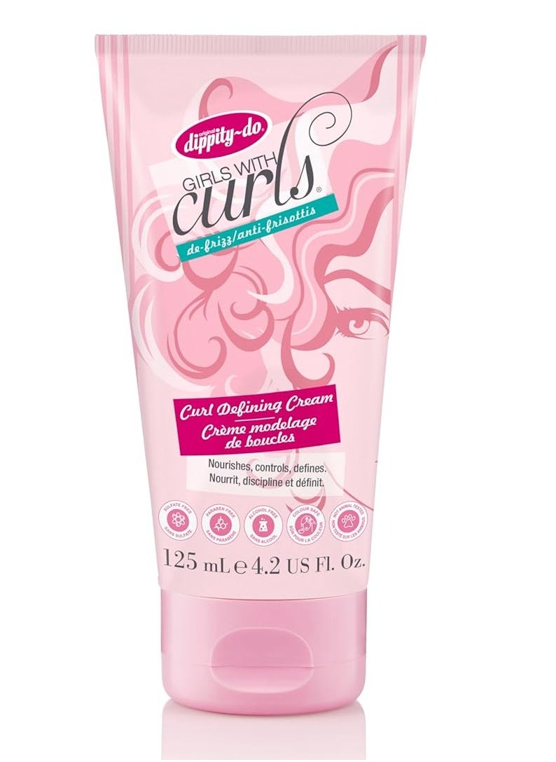 Dippity Do Girls With Curls Leave-In Curl Defining Cream, Anti-Frizz Styling for Curly & Wavy Hair, Smoothing Cream For Frizzy Hair, Shea Butter, Coconut Oil, Frizz Control, 4.2 Fl Oz