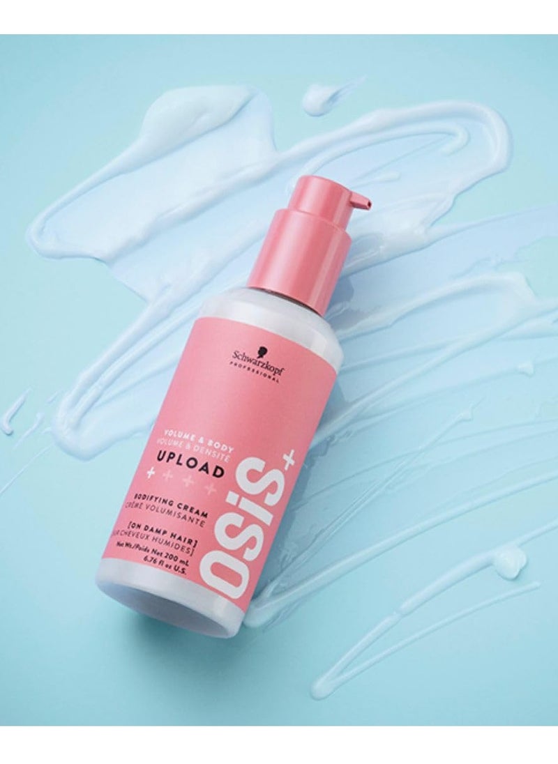 OSiS+ Upload Volume Cream – Lightweight Volumizing Hair Treatment – Conditioning Style Control and Volume Effect - Blow Dry Heat Protection, 6.75 oz