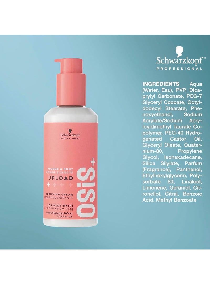 OSiS+ Upload Volume Cream – Lightweight Volumizing Hair Treatment – Conditioning Style Control and Volume Effect - Blow Dry Heat Protection, 6.75 oz