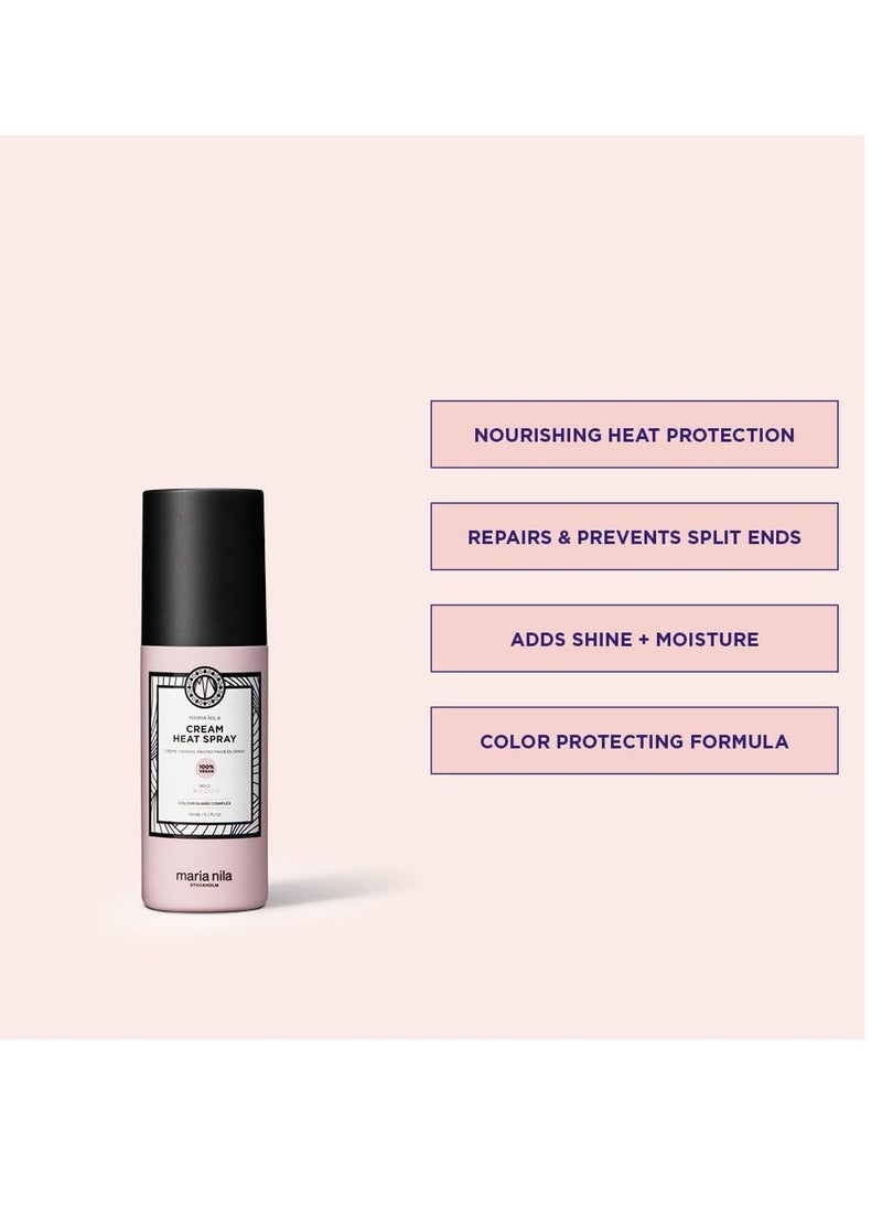 Maria Nila Cream Heat Spray, 5.1 Fl Oz / 150 ml, Protects Hair when Using Heating Tools, Pea Protein Prevents Split Ends, 100% Vegan & Sulfate/Paraben free