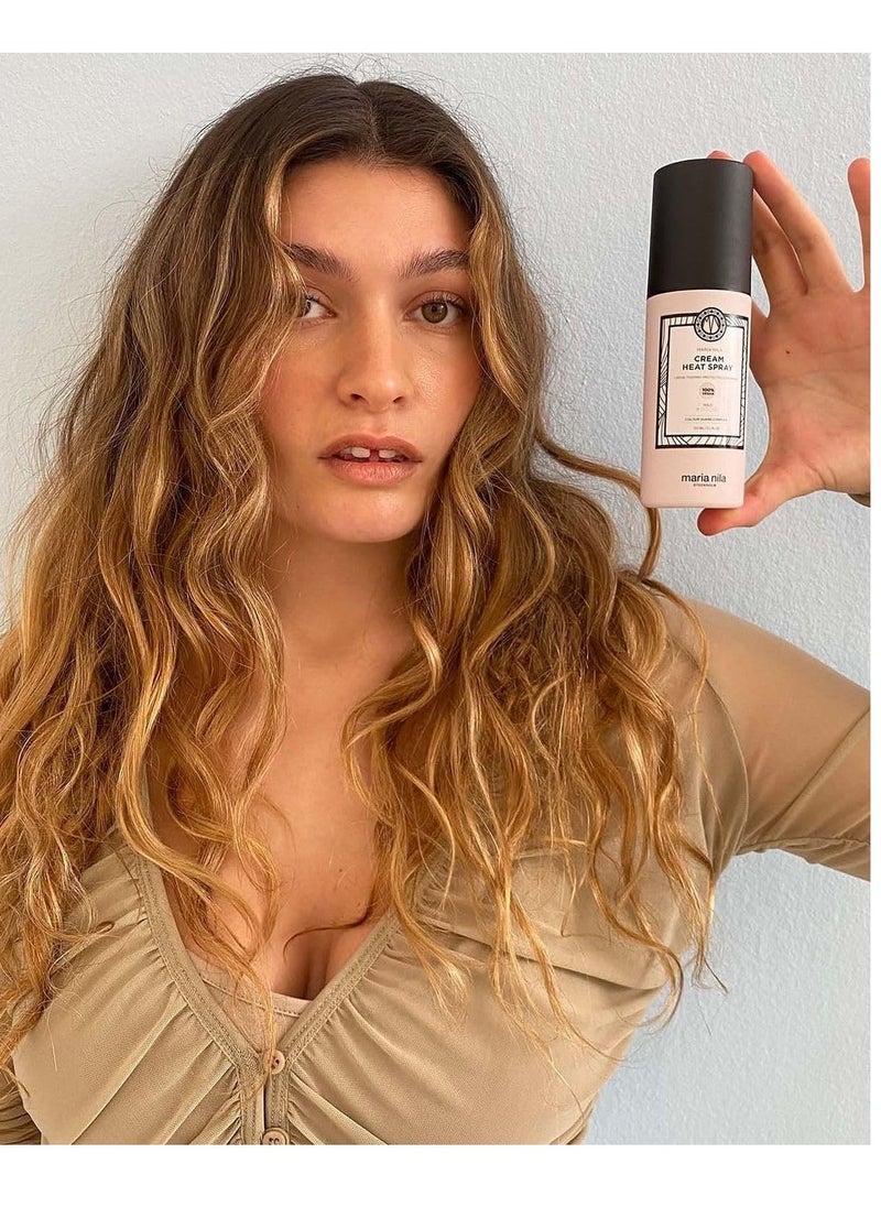 Maria Nila Cream Heat Spray, 5.1 Fl Oz / 150 ml, Protects Hair when Using Heating Tools, Pea Protein Prevents Split Ends, 100% Vegan & Sulfate/Paraben free