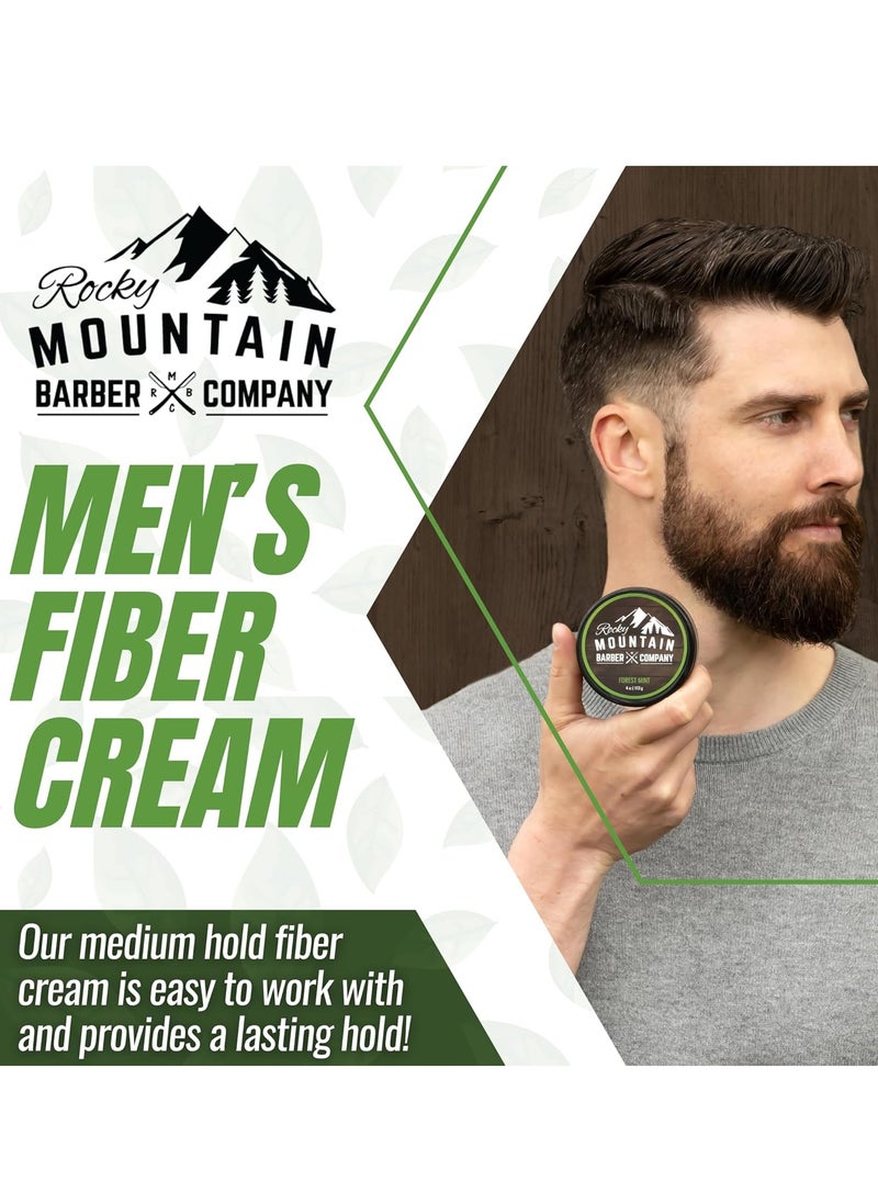 Men’s Fiber Hair Cream - Classic Hair Styling Product with Medium Hold & Shine for Modern and Classic Hairstyles - No Artificial Fragrance - For All Hair Types - Easy to Wash Out - 4 oz