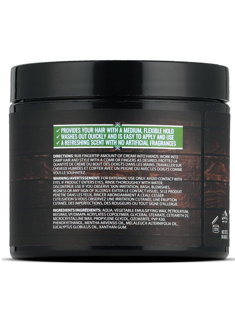 Men’s Fiber Hair Cream - Classic Hair Styling Product with Medium Hold & Shine for Modern and Classic Hairstyles - No Artificial Fragrance - For All Hair Types - Easy to Wash Out - 4 oz