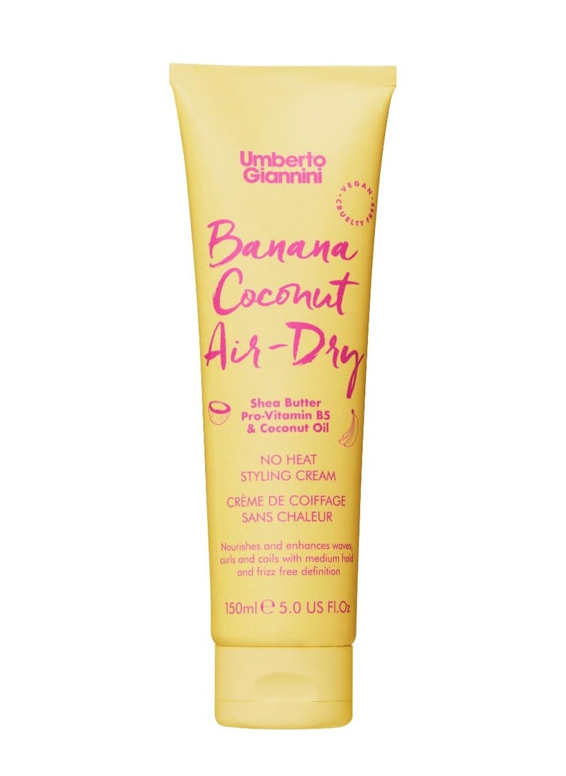 Umberto Giannini Banana Coconut Air Dry Cream 5.fl Oz - Weightless Curl Cream with Medium Hold Flexible Curls and Waves