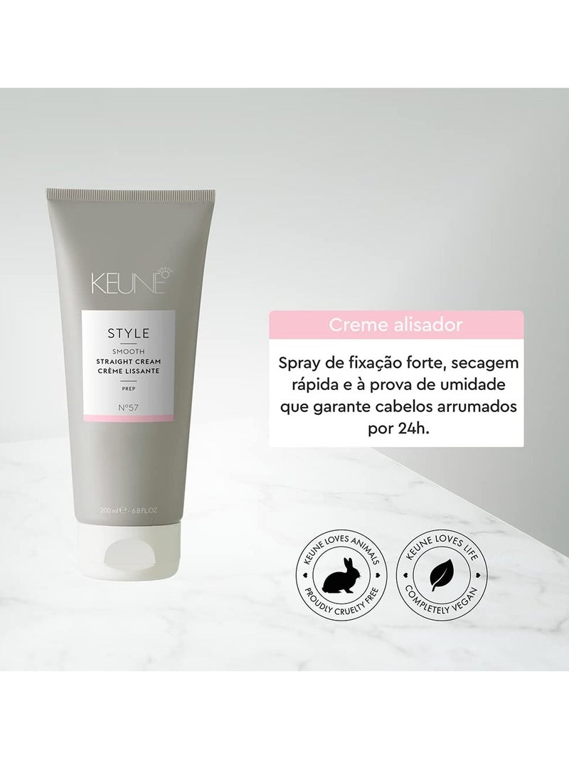 Keune Style Straight Cream, Heat-Activated & Anti-Frizz Cream for Smooth Hair, 6.8 Fl Oz