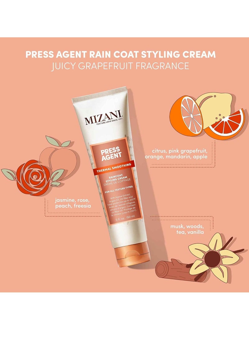 Mizani Press Agent Raincoat Styling Cream | Heat Protectant Cream | Moisturizes and Protect Hair from Heat Styling and Blowouts | Thermal Smoothing for Dry, Frizzy Hair | With Argan Oil | 5 Fl Oz