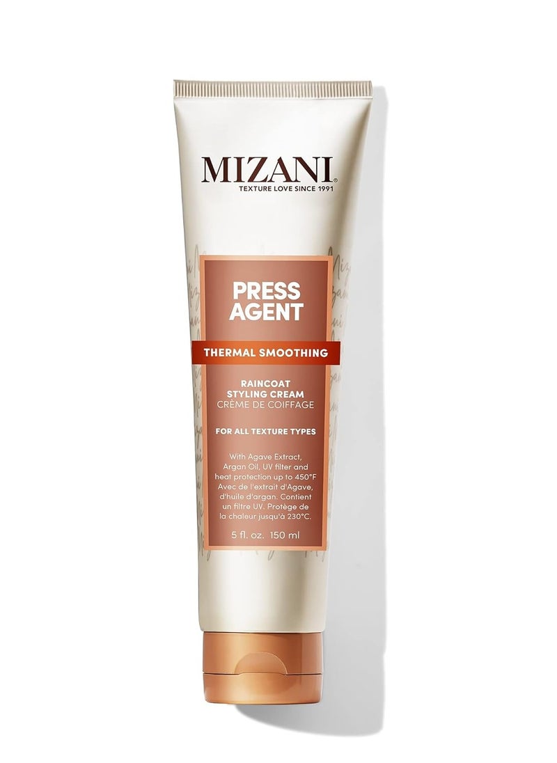 Mizani Press Agent Raincoat Styling Cream | Heat Protectant Cream | Moisturizes and Protect Hair from Heat Styling and Blowouts | Thermal Smoothing for Dry, Frizzy Hair | With Argan Oil | 5 Fl Oz