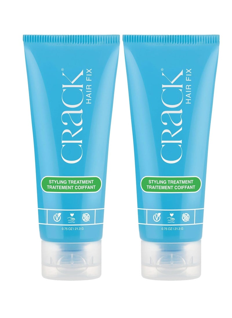 Crack HAIR FIX Styling Creme - Multi-Tasking, Anti-Frizz, Leave-In Styling Aid With Protection from Humidity, Chlorine, Heat Treatments & Sun (.75 oz - PACK OF TWO)