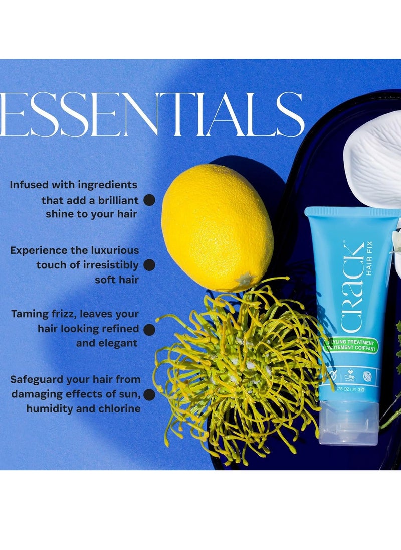 Crack HAIR FIX Styling Creme - Multi-Tasking, Anti-Frizz, Leave-In Styling Aid With Protection from Humidity, Chlorine, Heat Treatments & Sun (.75 oz - PACK OF TWO)